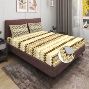 RD TREND 100% Pure Cotton Elastic Fitted Double Bedsheets With 2 Pillow Covers(Heena)
