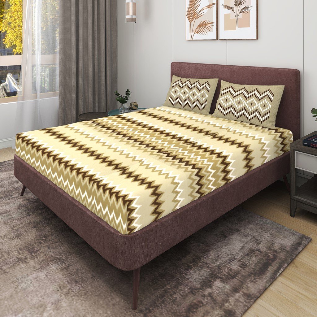 RD TREND 100% King Size Pure Cotton Double Flat Bed Sheet With 2 Pillow Covers (Heena)