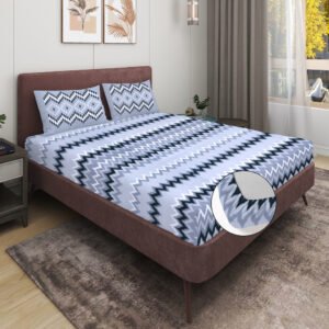 RD TREND 100% Pure Cotton Elastic Fitted Double Bedsheets With 2 Pillow Covers(Grey)