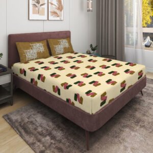 RD TREND 100% King Size Pure Cotton Double Flat Bed Sheet With 2 Pillow Covers (Lemon)