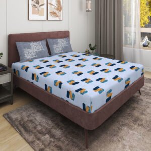 RD TREND 100% King Size Pure Cotton Double Flat Bed Sheet With 2 Pillow Covers (Baby Blue)