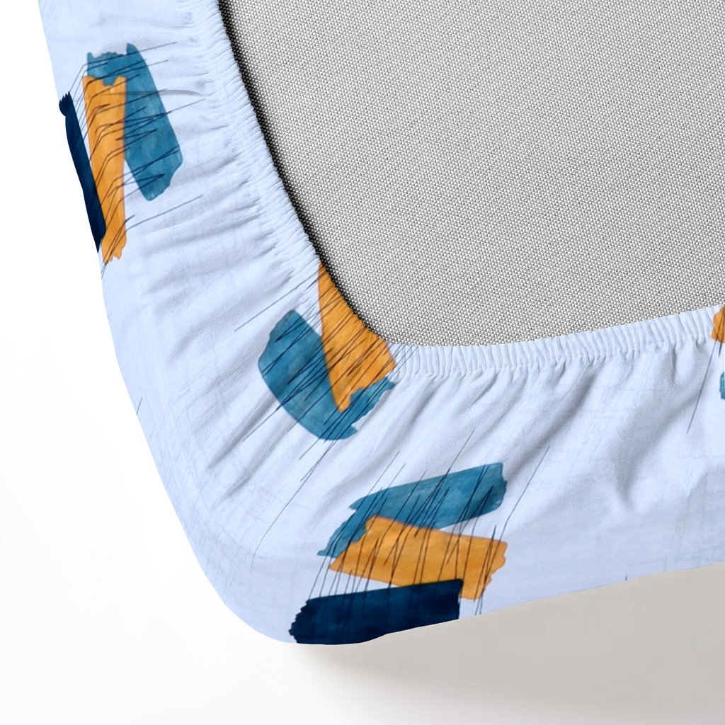 RD TREND 100% Pure Cotton Elastic Fitted Double Bedsheets With 2 Pillow Covers(Babyblue)