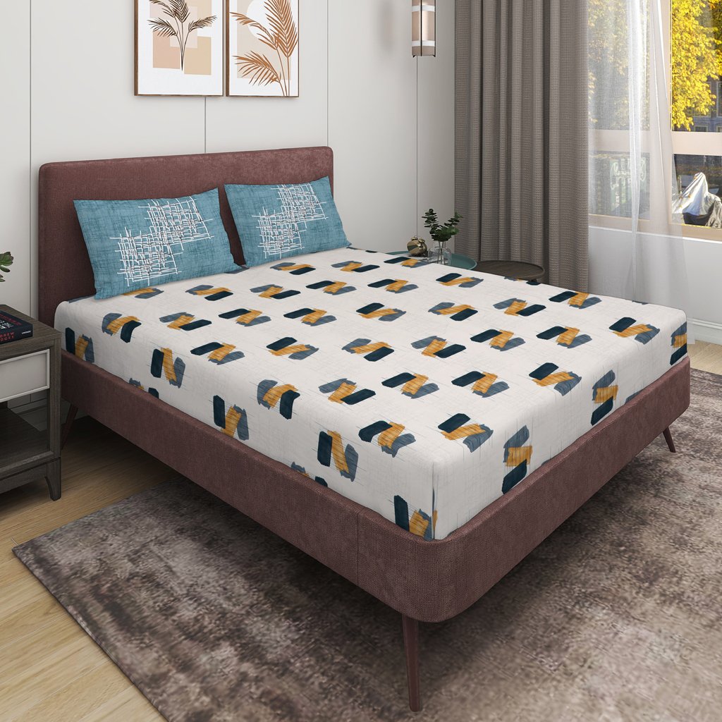 RD TREND 100% King Size Pure Cotton Double Flat Bed Sheet With 2 Pillow Covers (Pista)