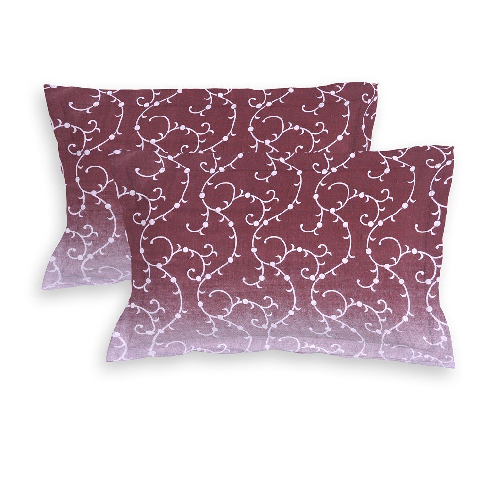 RD TREND 100% Pure Cotton Elastic Fitted Double Bedsheets With 2 Pillow Covers(Wine)