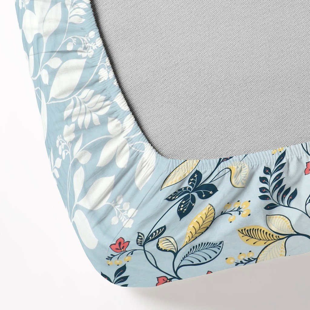 RD TREND 100% Pure Cotton Elastic Fitted Double Bedsheets With 2 Pillow Covers(Turkish Blue)