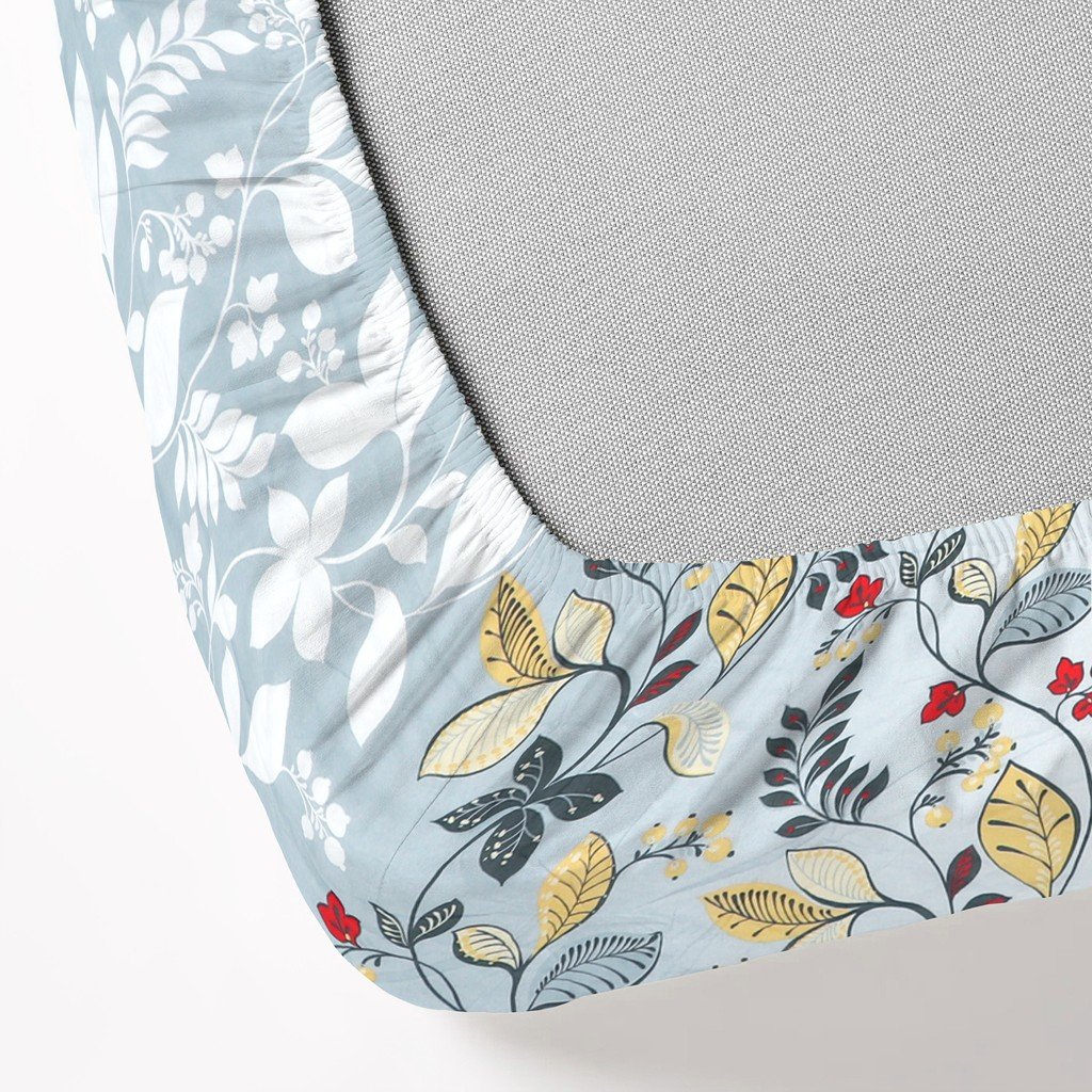 RD TREND 100% Pure Cotton Elastic Fitted Double Bedsheets With 2 Pillow Covers(Grey)