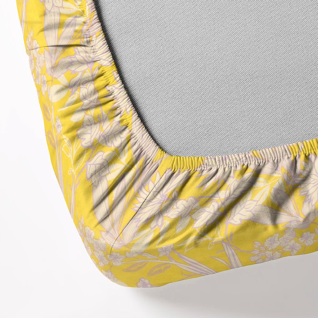 RD TREND Presents Single Glace Cotton Elastic Fitted Bedsheets With 1 Pillow Cover (Yellow)