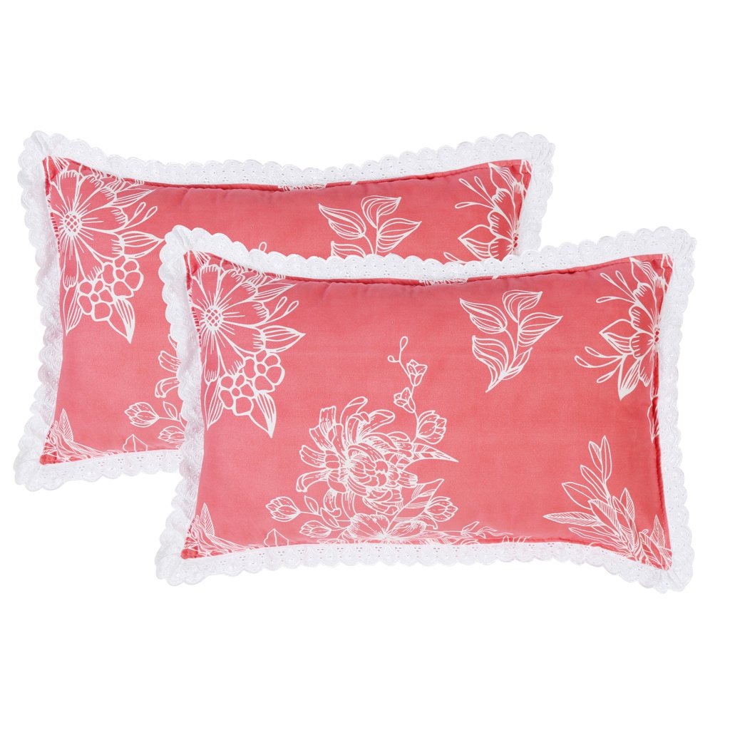 RD TREND Elastic Fitted King Size Double Bed Sheet Aesthetic Lace With 2 Pillow Covers (Peach)