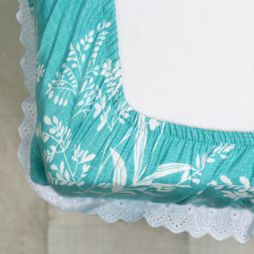 RD TREND Elastic Fitted King Size Double Bed Sheet Aesthetic Lace With 2 Pillow Covers (Firoji)