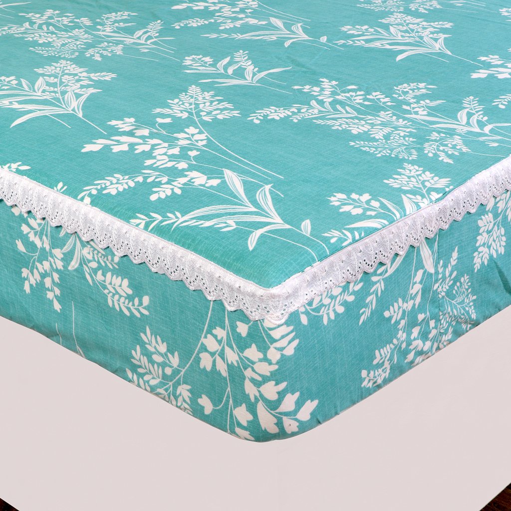 RD TREND Elastic Fitted King Size Double Bed Sheet Aesthetic Lace With 2 Pillow Covers (Firoji)