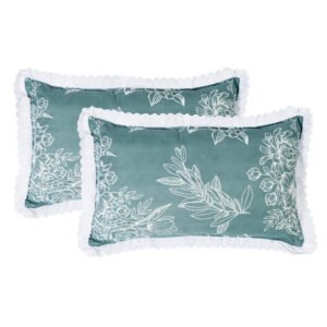 RD TREND Elastic Fitted King Size Double Bed Sheet Aesthetic Lace With 2 Pillow Covers (Green)