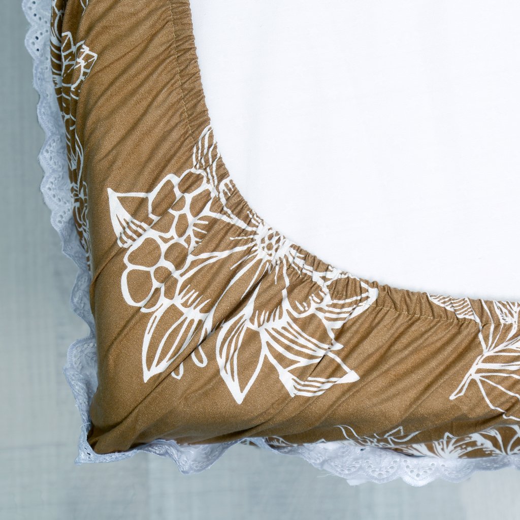 RD TREND Elastic Fitted King Size Double Bed Sheet Aesthetic Lace With 2 Pillow Covers (Mustard)