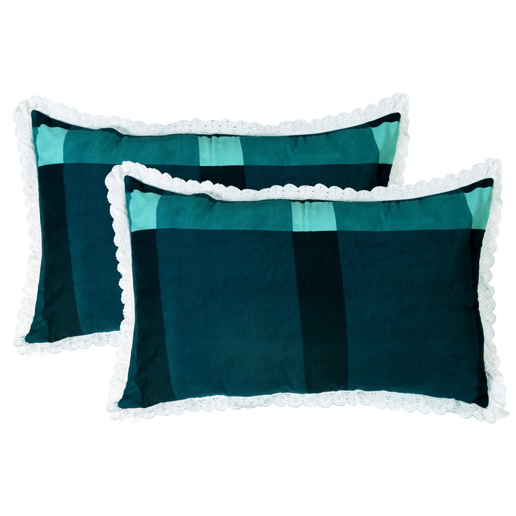 RD TREND Elastic Fitted King Size Double Bed Sheet Aesthetic Lace With 2 Pillow Covers (Green)