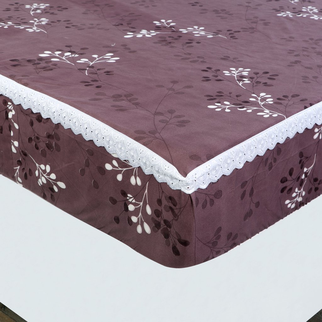 RD TREND Elastic Fitted King Size Double Bed Sheet Aesthetic Lace With 2 Pillow Covers (Pink)