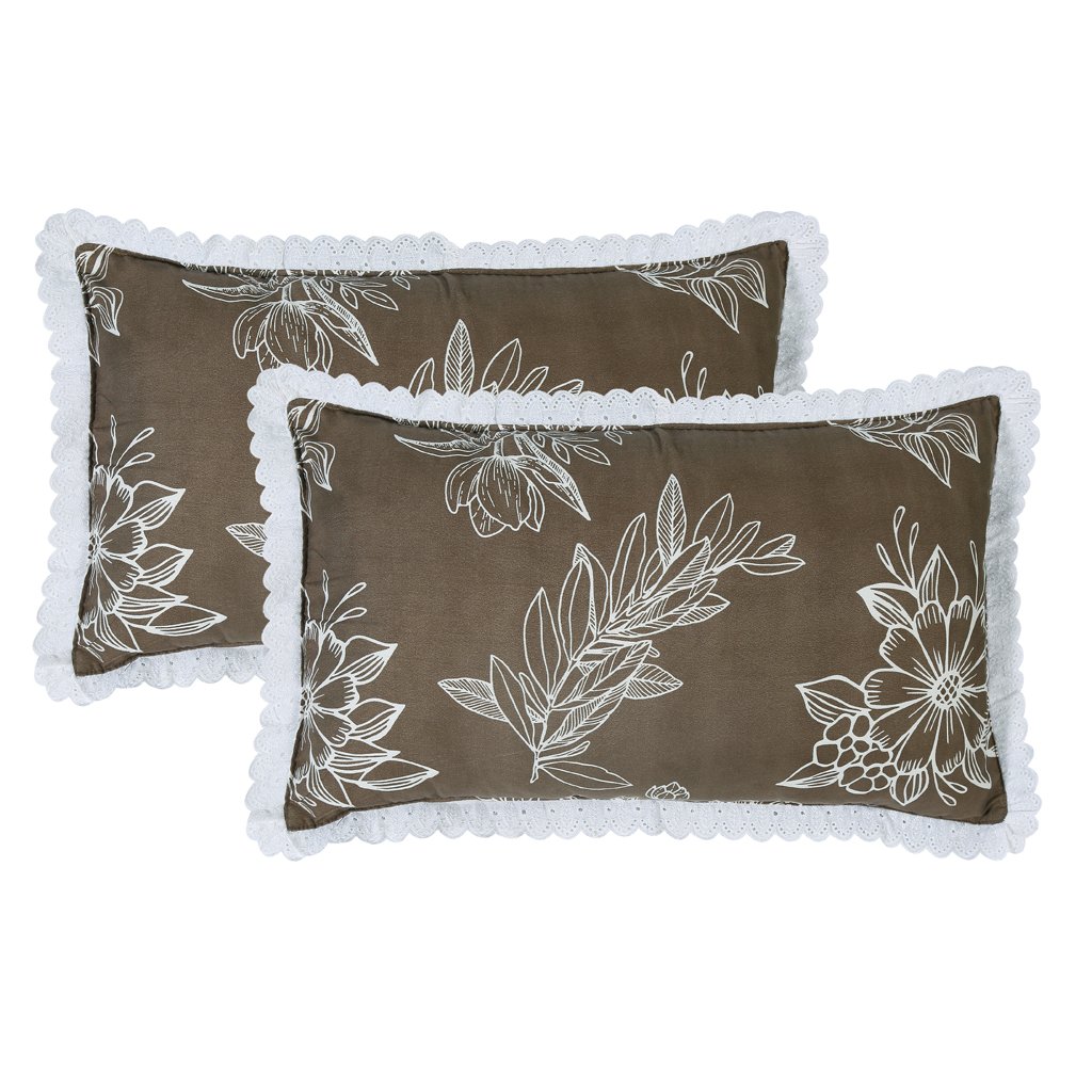 RD TREND Elastic Fitted King Size Double Bed Sheet Aesthetic Lace With 2 Pillow Covers (Mouse)