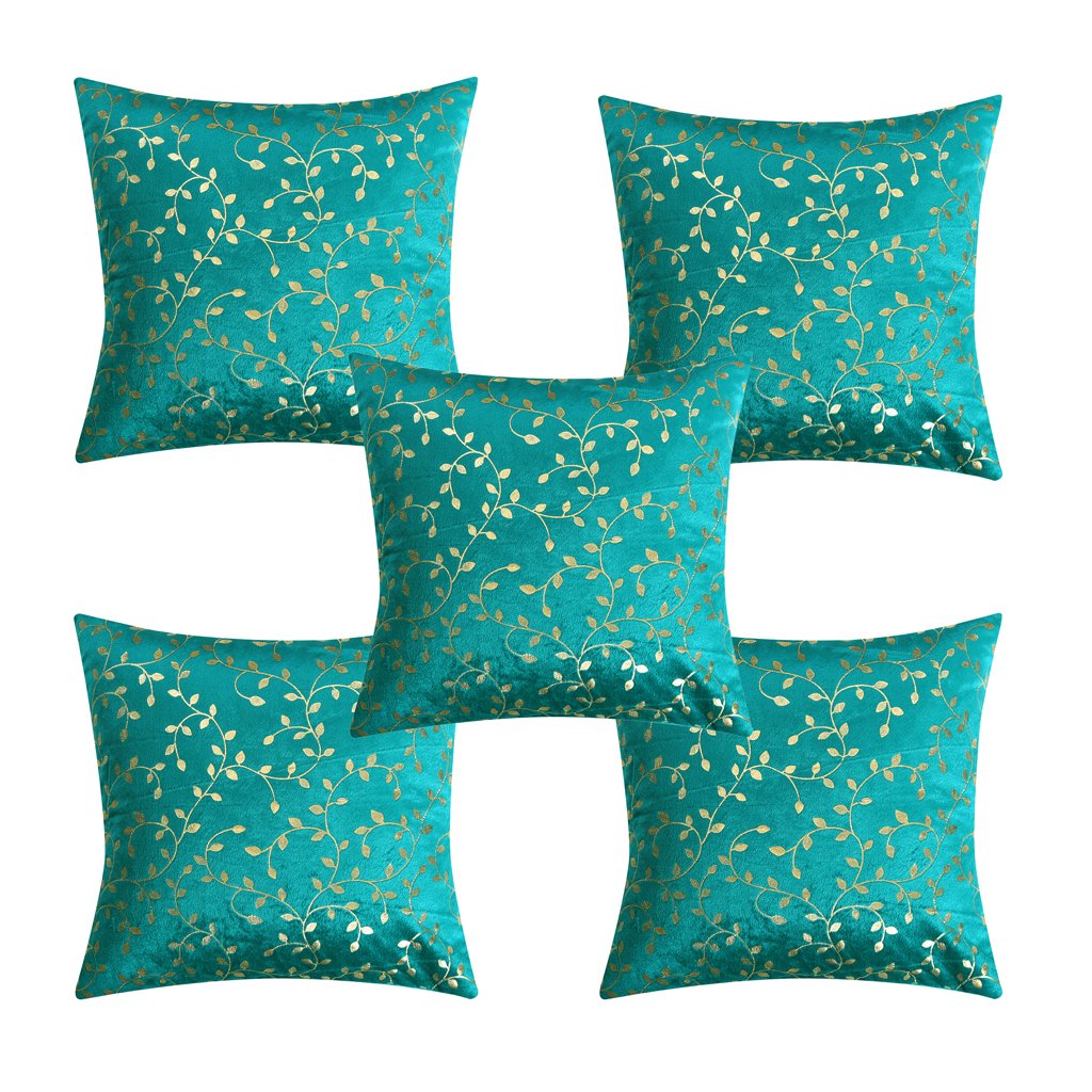 RD TREND Velvet Cushion Covers 16 x 16 inches,Set of 5(Sea Green)