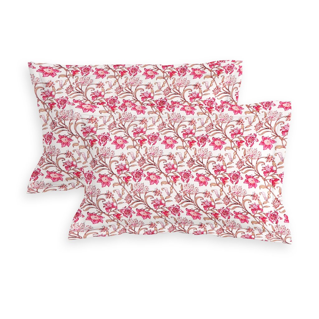 RD TREND Waterproof Elastic Fitted Bedsheet, King Size 72x78x8 Inch, with 2 Waterproof Pillow Covers 18x28 Inch, Washable, Wrinkle Resistant Pink Flower