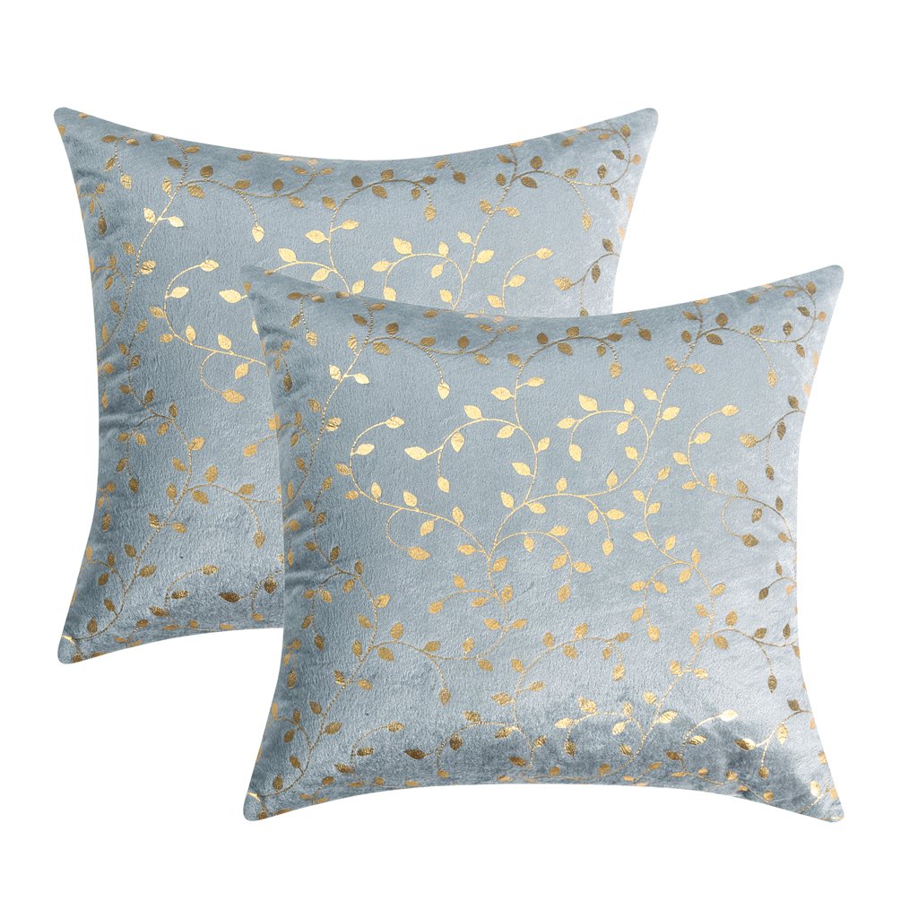 RD TREND Velvet Cushion Covers 16 x 16 inches,Set of 2 (Grey)