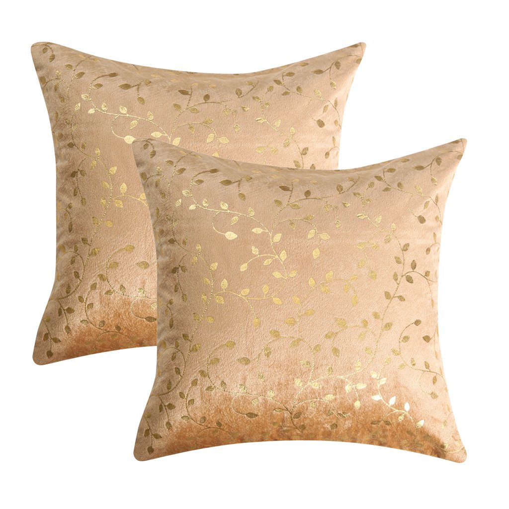 RD TREND Velvet Cushion Covers 16 x 16 inches,Set of 5(Beige)