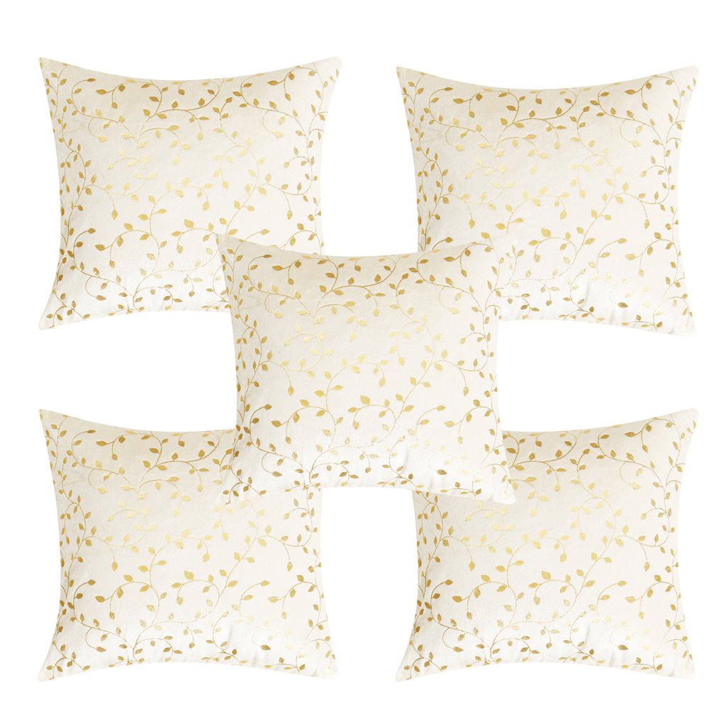 RD TREND Velvet Cushion Covers 16 x 16 inches,Set of 5(Cream)