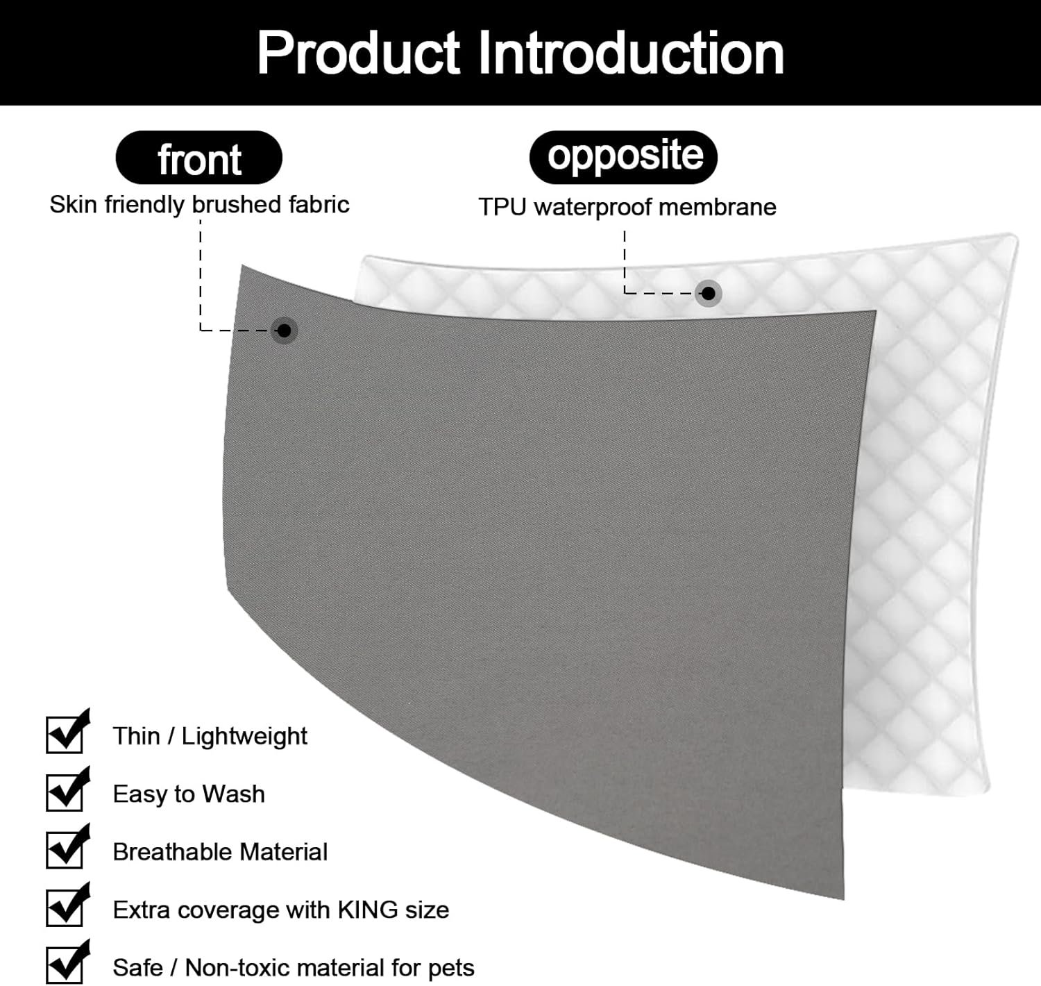 RD TREND Waterproof Elastic Fitted Bedsheet, King Size 72x78x8 Inch, with 2 Waterproof Pillow Covers 18x28 Inch, Washable, Wrinkle Resistant Pink Flower