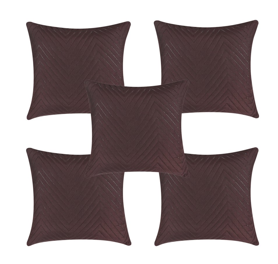 RD TREND UltraSonic Microfiber Cushion Covers,16 x 16 inches, Set of 5, 250 TC, Back Zipper (Coffee)