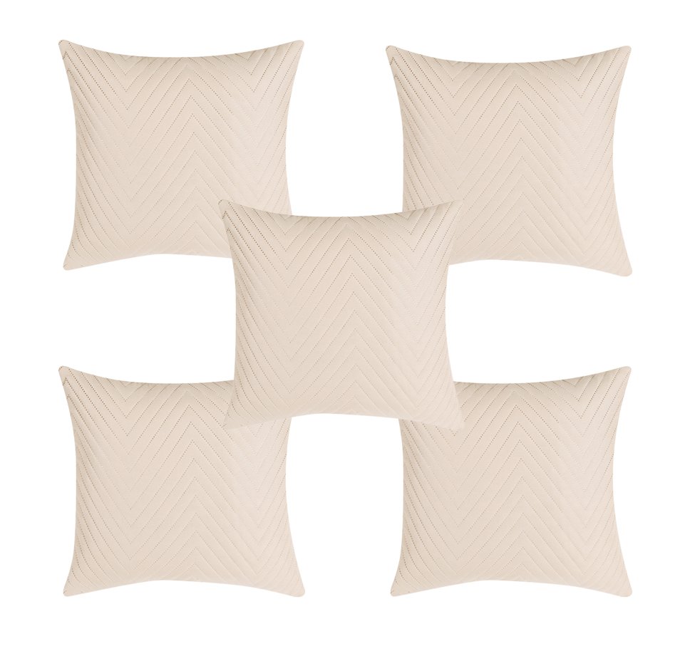 RD TREND UltraSonic Microfiber Cushion Covers,16 x 16 inches, Set of 5, 250 TC, Back Zipper (Beige)