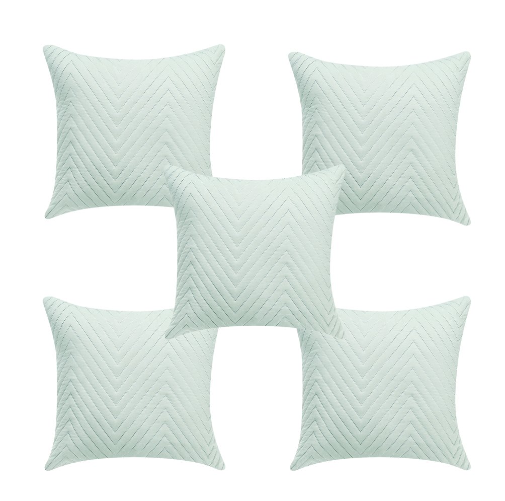 RD TREND UltraSonic Microfiber Cushion Covers,16 x 16 inches, Set of 5, 250 TC, Back Zipper (Peista Green)