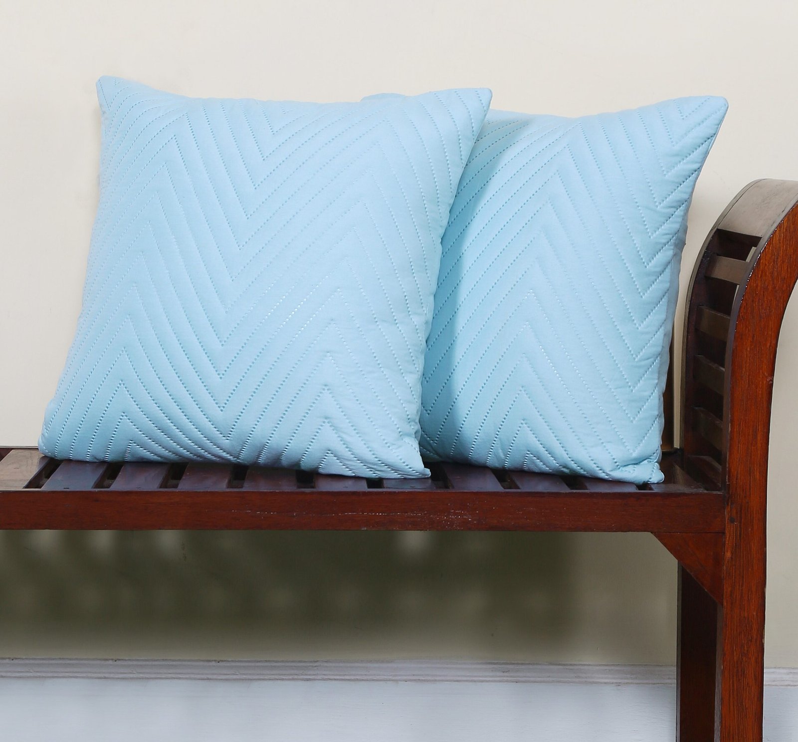 RD TREND UltraSonic Microfiber Cushion Covers, 40 x 40 cm/16 x 16 inches, Set of 2, 250 TC,Back Zipper (Sky Blue)