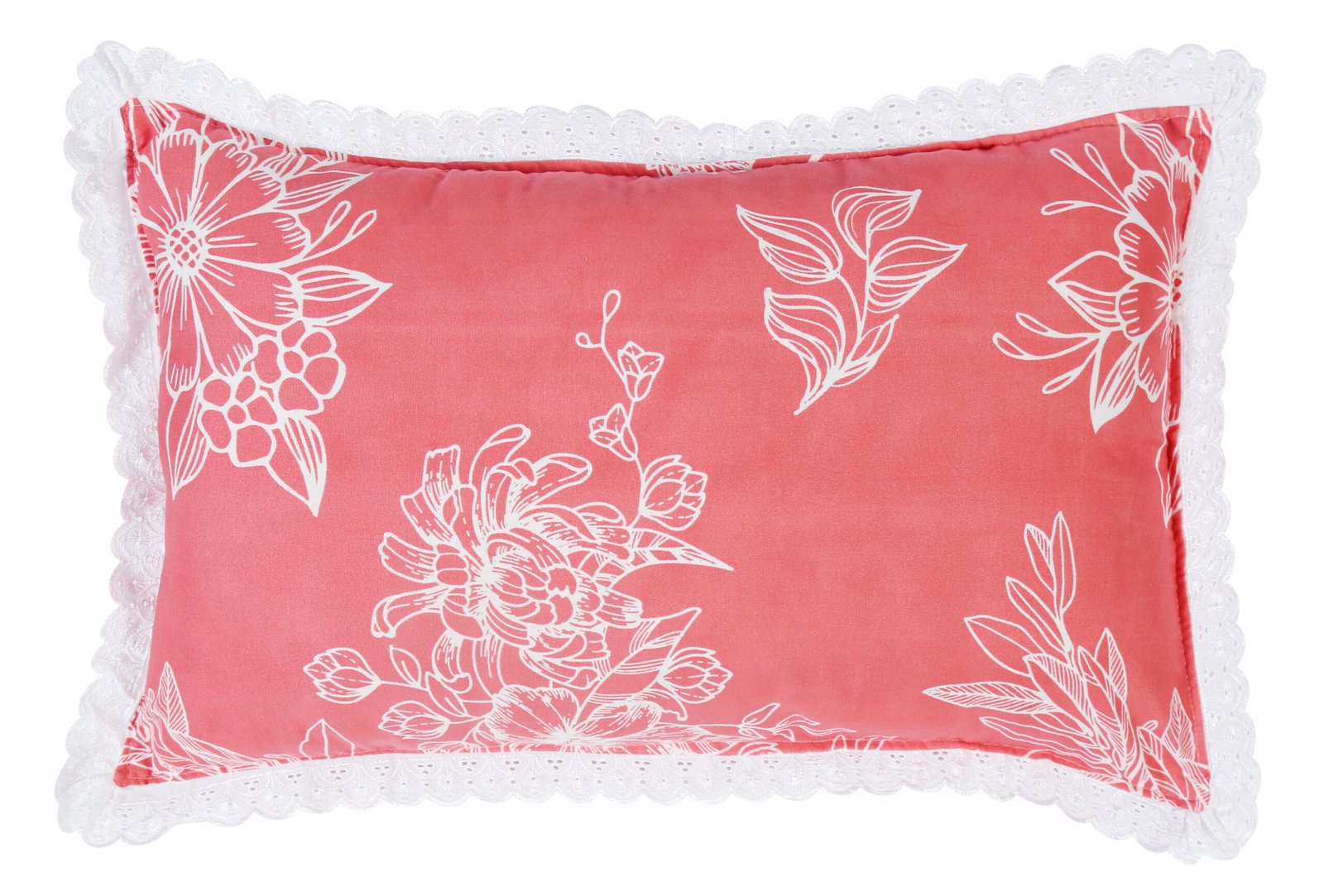RD TREND Pillow Cover Glace Cotton 210 TC With Aesthetic Lace Pillow Cover Set of 2 Size-18/28 Inchs(45/70 CM),,Color- Peach,Aqua