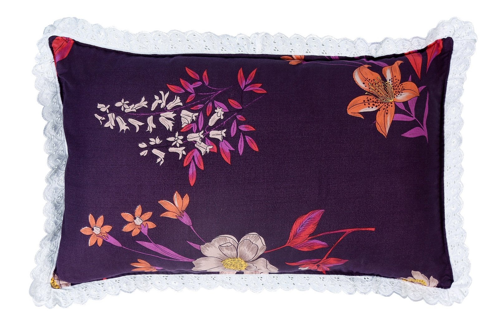 RD TREND Pillow Cover Glace Cotton 210 TC With Aesthetic Lace Pillow Cover Set of 2 Size-18/28 Inchs(45/70 CM),,Color- Purple,Green