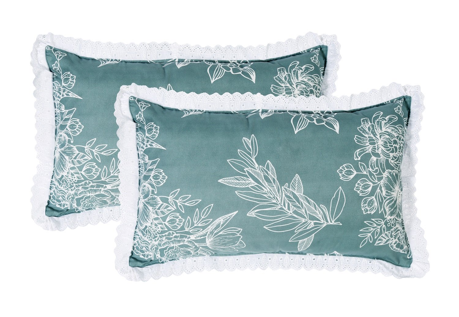 RD TREND Pillow Cover Glace Cotton 210 TC With Aesthetic Lace Pillow Cover Set of 2 Size-18/28 Inchs(45/70 CM),,Color- Purple,Green