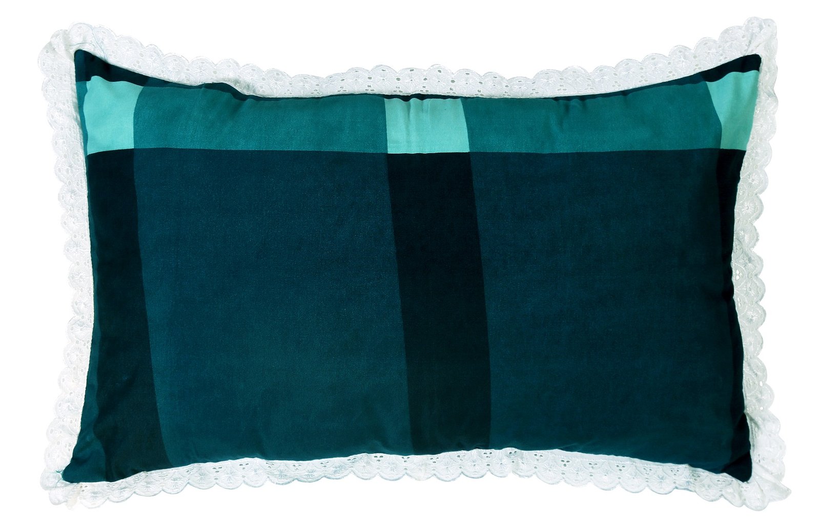 RD TREND Pillow Cover Glace Cotton 210 TC With Aesthetic Lace Pillow Cover Set of 2 Size-18/28 Inchs(45/70 CM),,Color- Aqua,Green Check