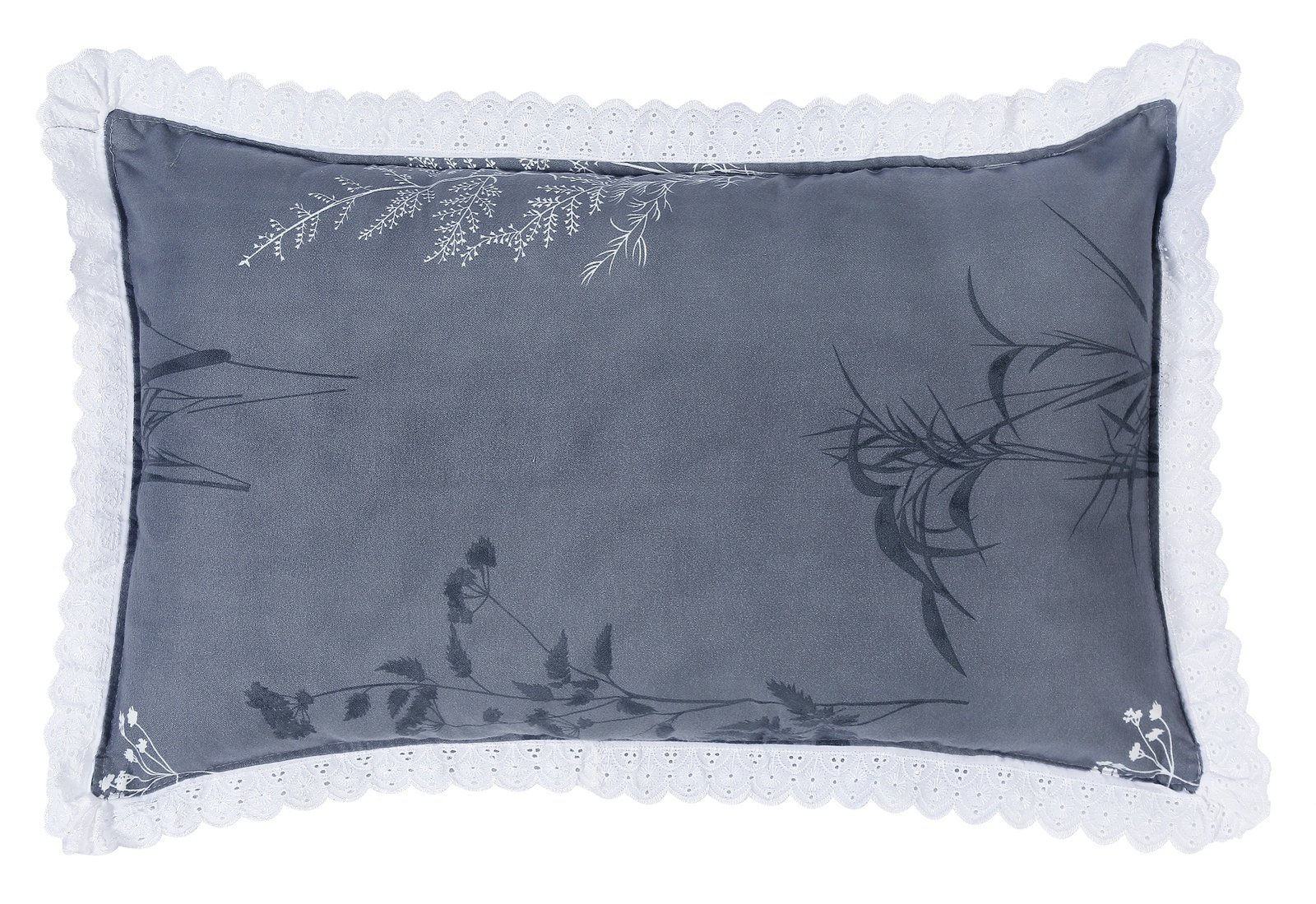 RD TREND Pillow Cover Glace Cotton 210 TC With Aesthetic Lace Pillow Cover Set of 2 Size-18/28 Inchs(45/70 CM),,Color- Grey,Silver Grey