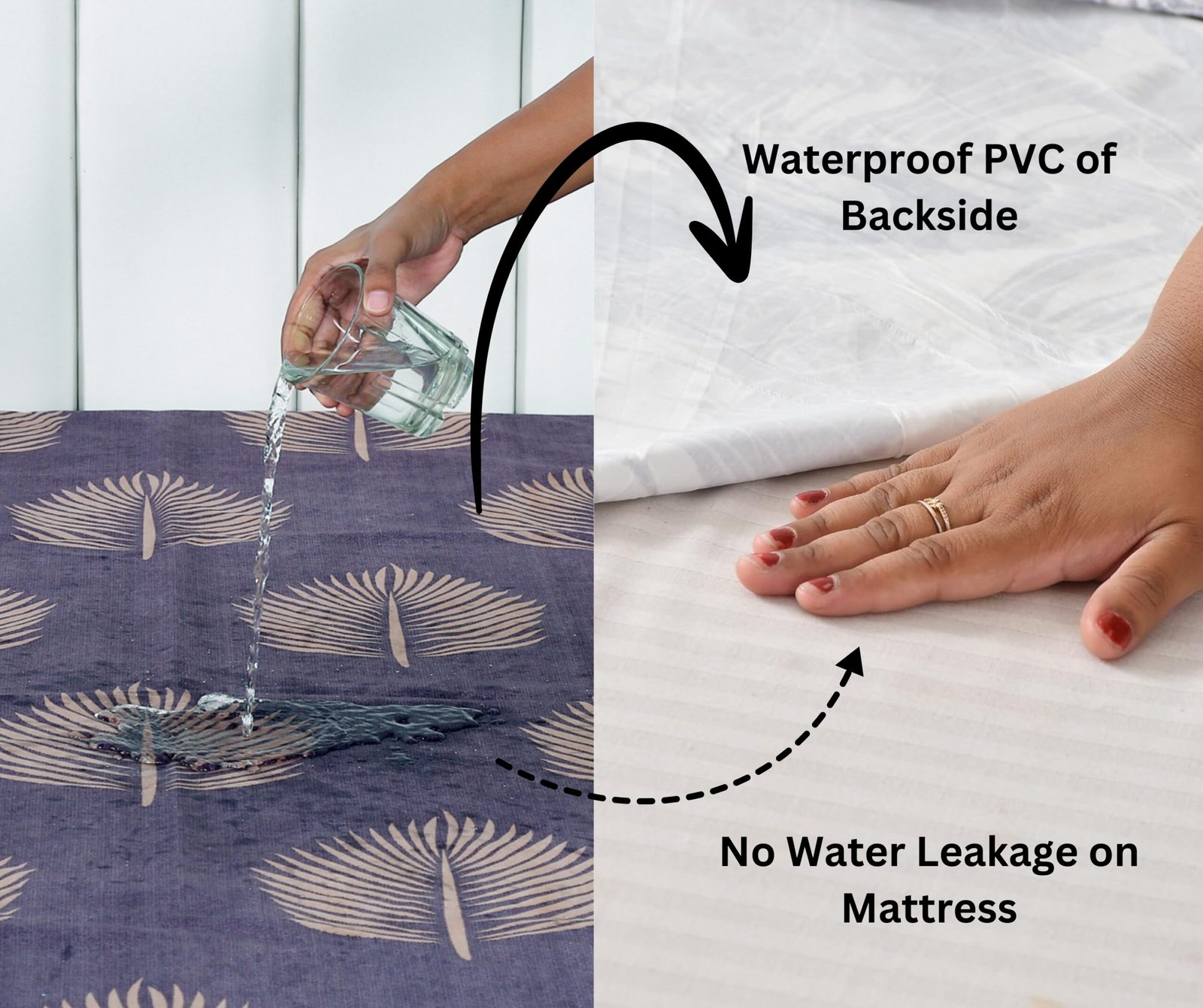 RD TREND Waterproof Elastic Fitted Bedsheet, King Size 72x78x8 Inch, with 2 Waterproof Pillow Covers 18x28 Inch, Washable, Wrinkle Resistant Grey Tree