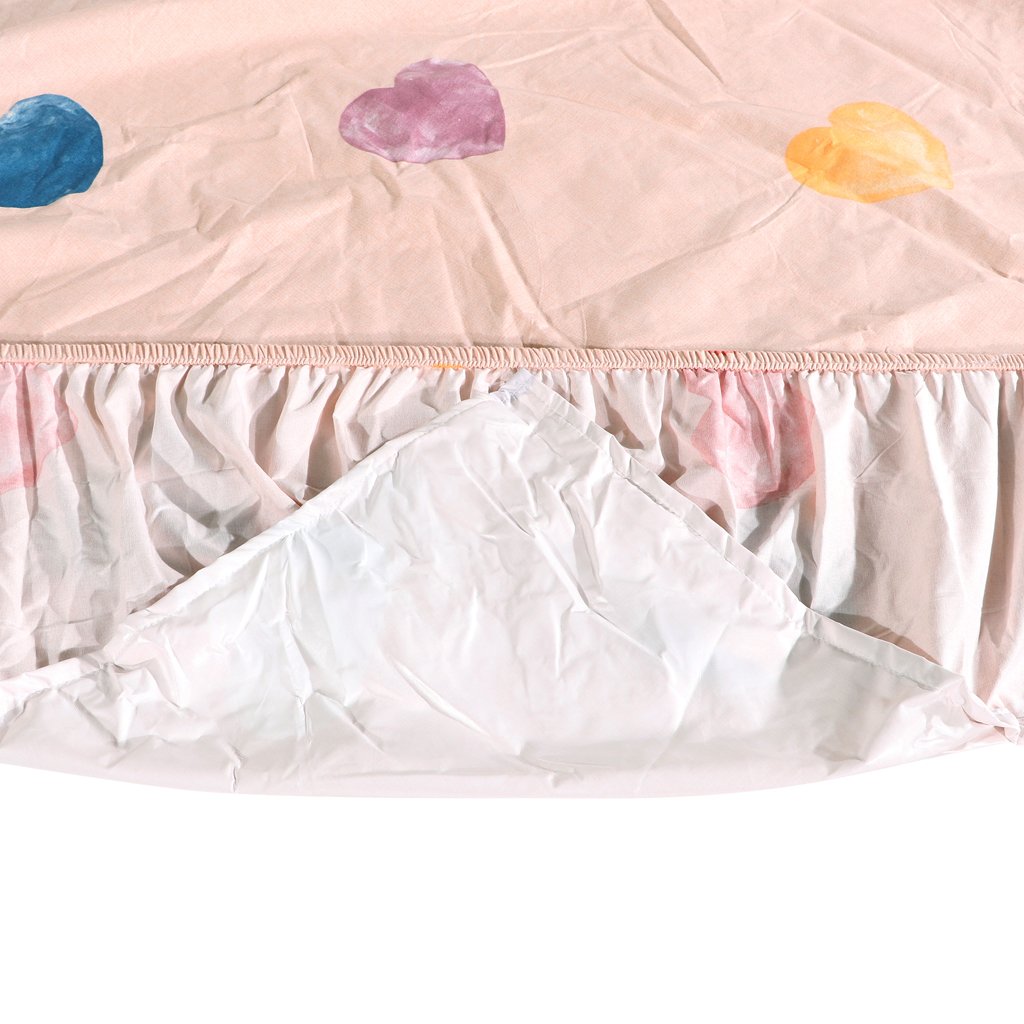 RD TREND Waterproof Elastic Fitted Bedsheet, King Size 72x78x8 Inch, with 2 Waterproof Pillow Covers 18x28 Inch, Washable, Wrinkle Resistant Pink Multi Heart