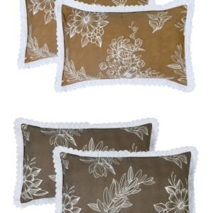 RD TREND Pillow Cover Glace Cotton 210 TC With Aesthetic Lace Pillow Cover Set of 2 Size-18/28 Inchs(45/70 CM),,Color- Mustard,Mouse