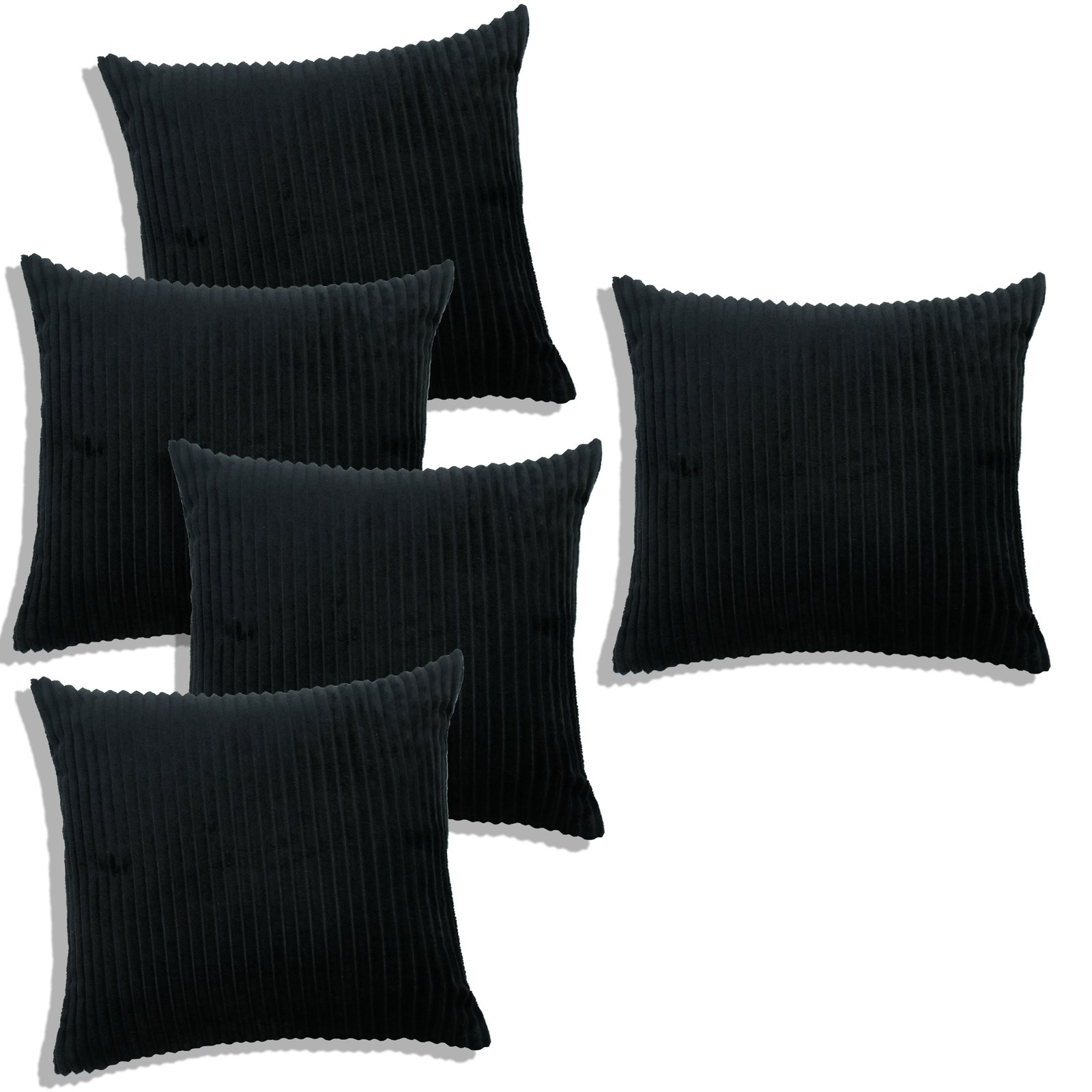 RD TREND Ultra Soft Cushion Covers 16 x 16 inches,Set of 5 (Black)