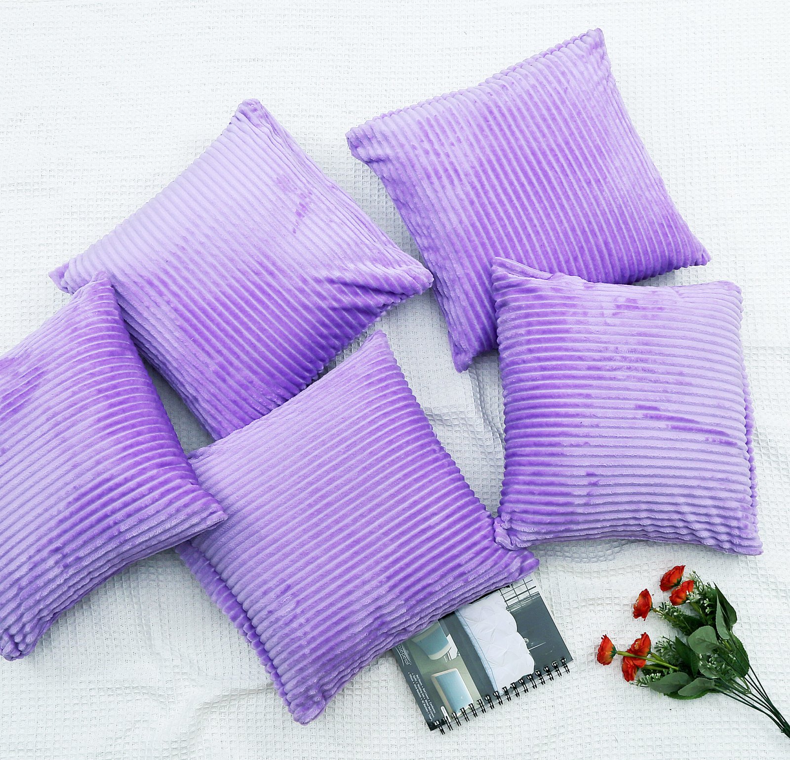 RD TREND Ultra Soft Cushion Covers 16 x 16 inches,Set of 5 (Lavender)