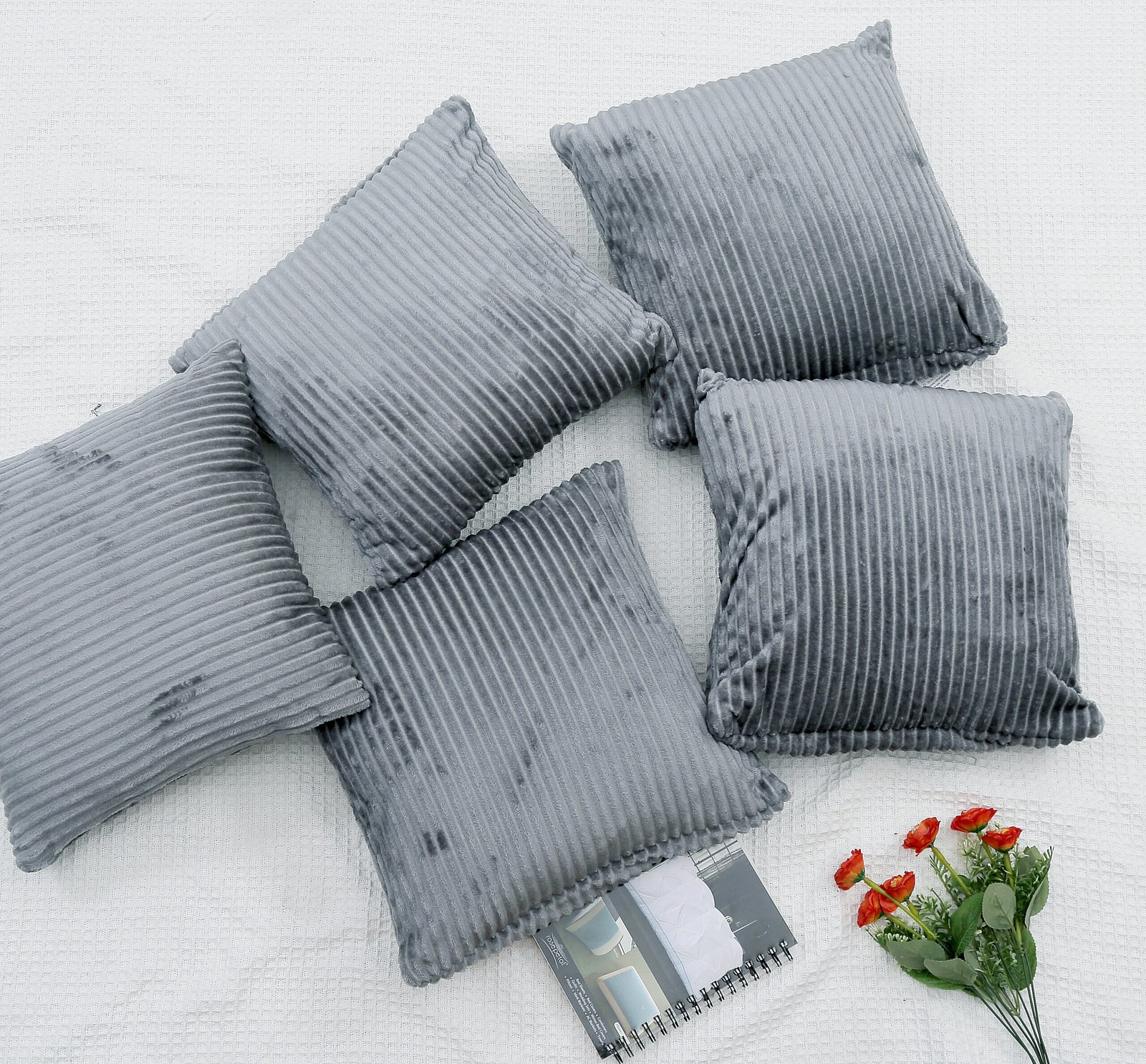 RD TREND Ultra Soft Cushion Covers 16 x 16 inches,Set of 5 (Grey)
