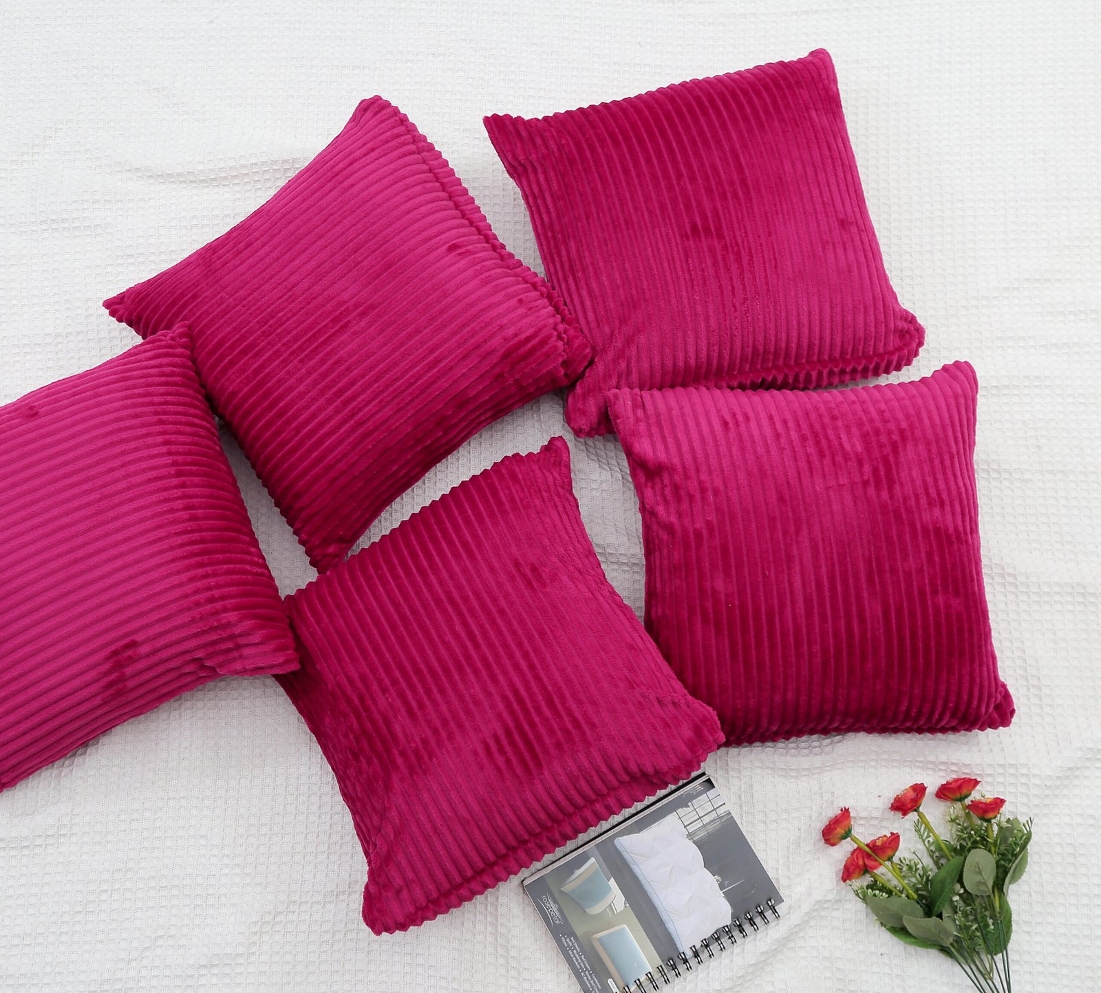 RD TREND Ultra Soft Cushion Covers 16 x 16 inches, Set of 5 (Magenta)