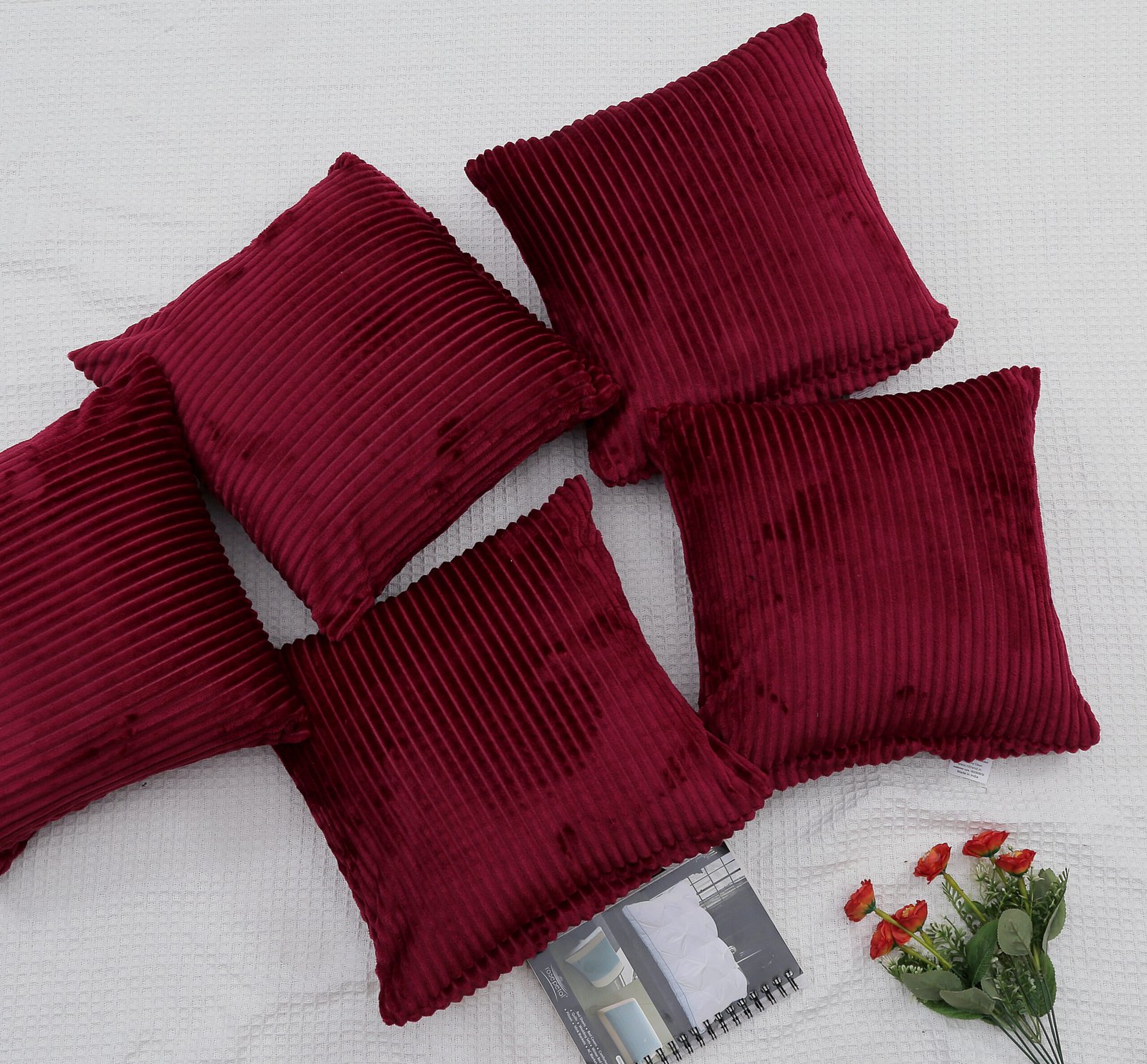 RD TREND Ultra Soft Cushion Covers 16 x 16 inches, Set of 5 (Maroon)