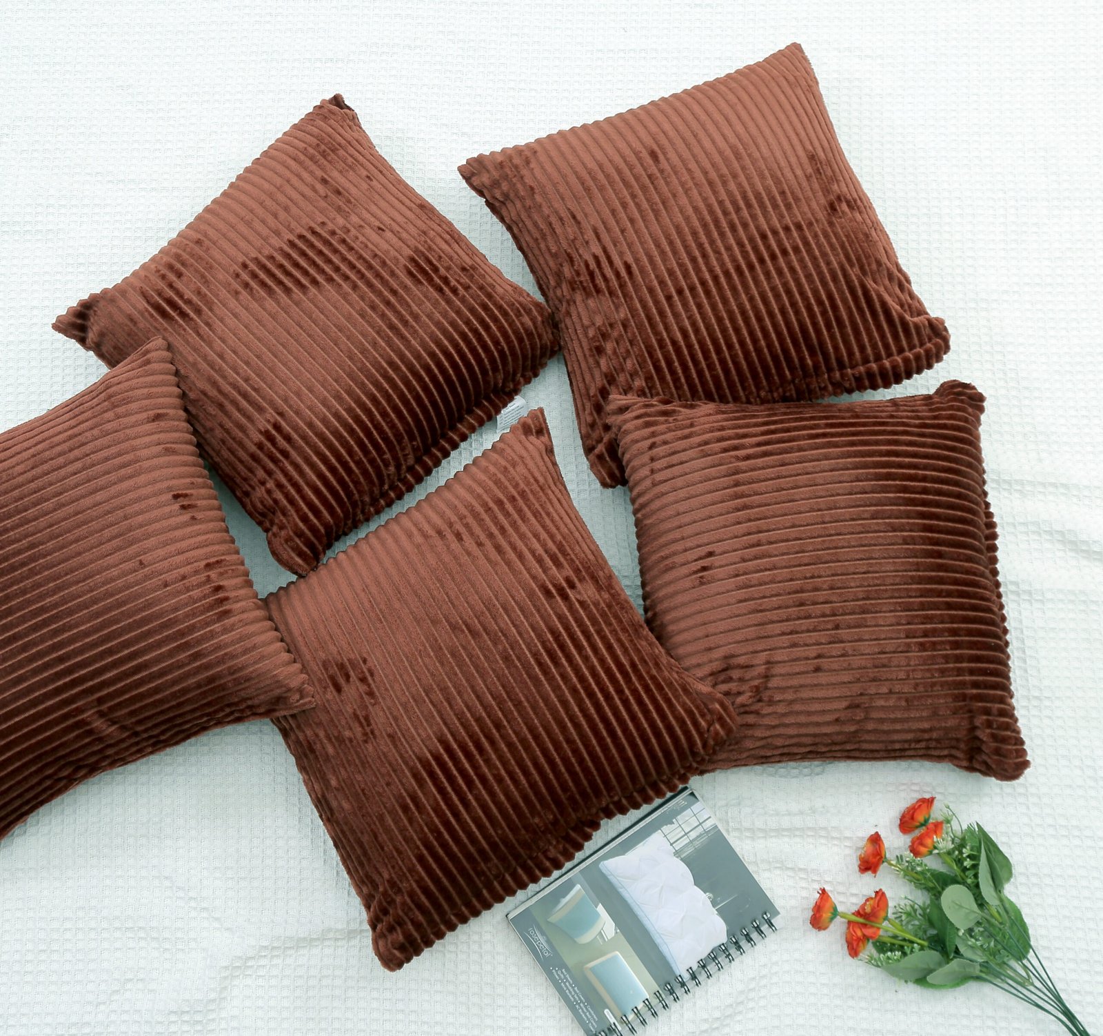 RD TREND Ultra Soft Cushion Covers 16 x 16 inches, Set of 5 (Coffee)