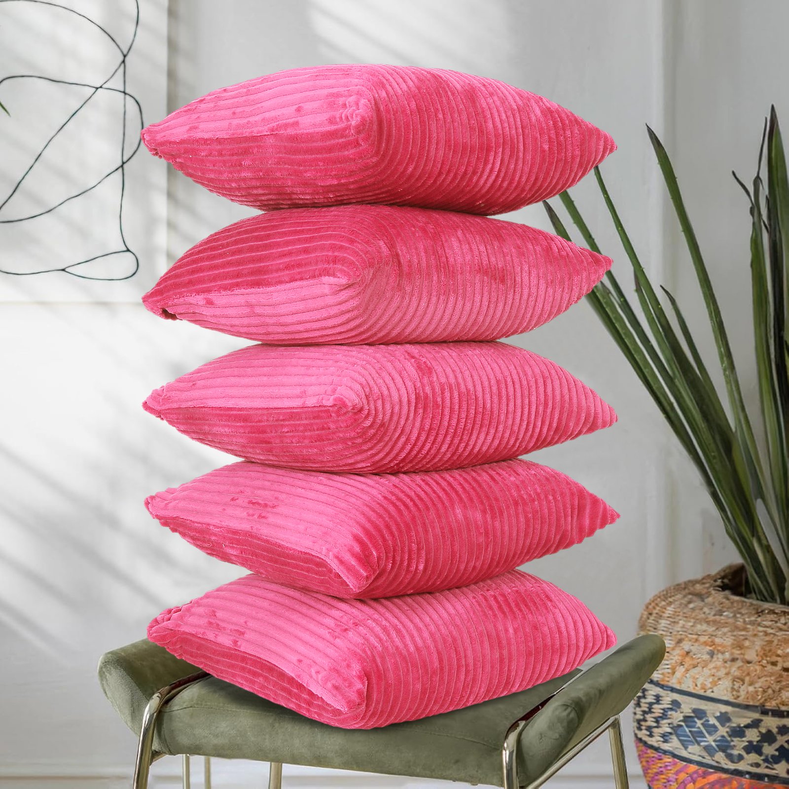 RD TREND Ultra Soft Cushion Covers 16 x 16 inches, Set of 5 (Salmon)