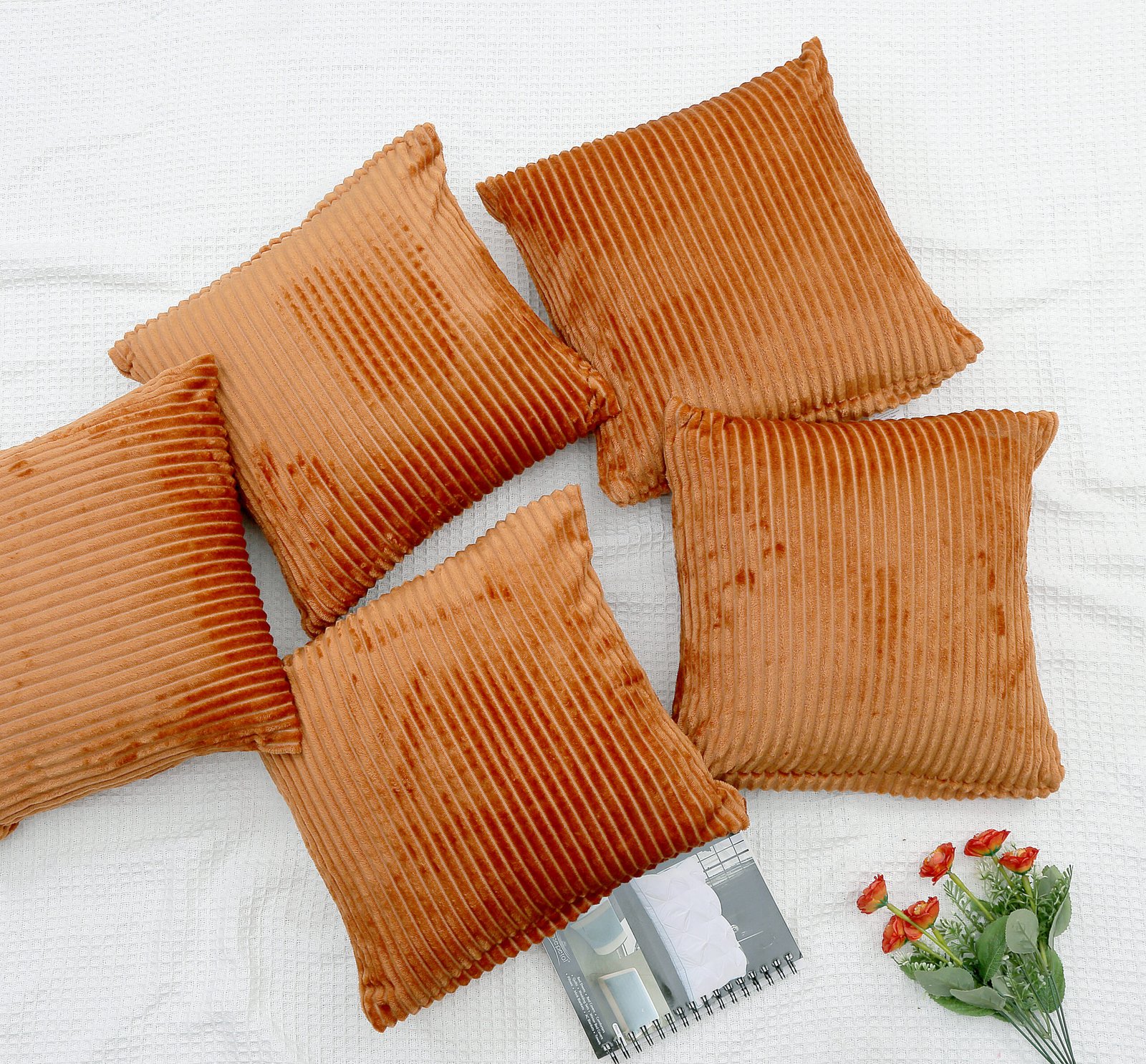 RD TREND Ultra Soft Cushion Covers 16 x 16 inches, Set of 5 (Golden)