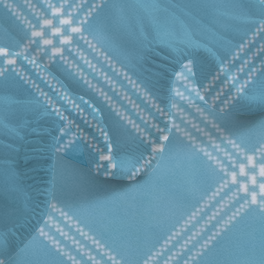 RD TREND® 360° Fitted Bedsheets King Size 72x78x8 Inch, Elastic Bedsheets for King Size Bed with 2 Pillow Covers-18x28 Inch (Lines-Blue)