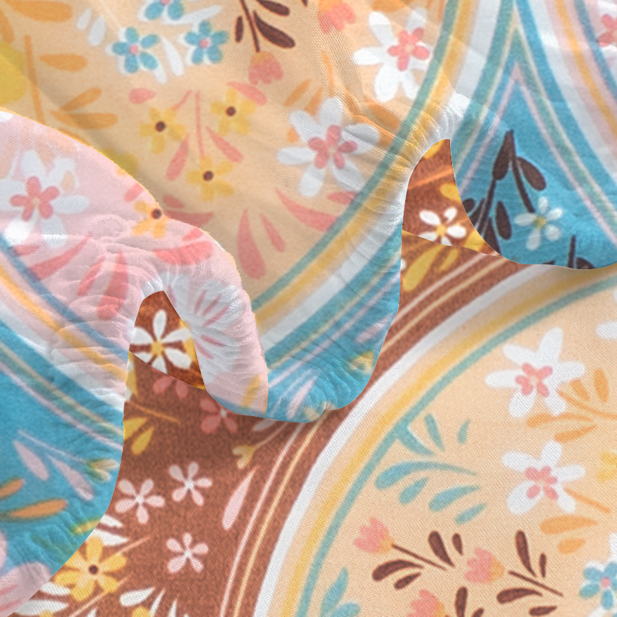 RD TREND® 360° Fitted Bedsheets Double Size 78x60x8 Inch, Elastic Bedsheets for Queen Size Bed with 2 Pillow Covers-18x28 Inch (Circls-Multi)