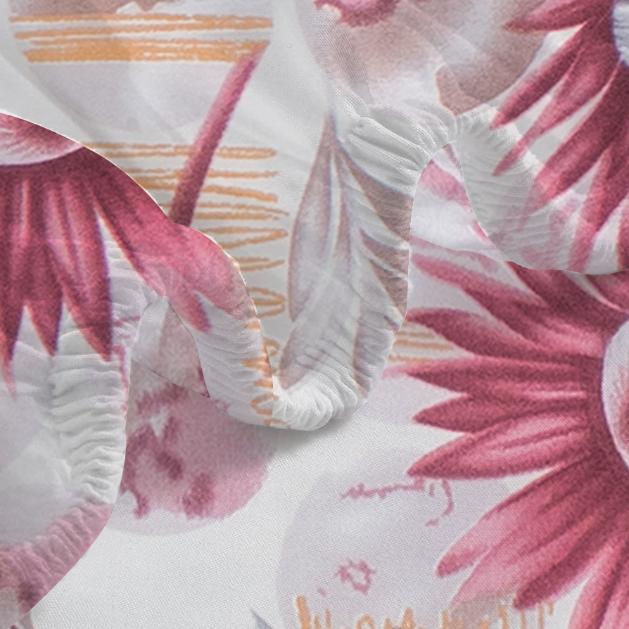 RD TREND® 360° Fitted Bedsheets Double Size 78x60x8 Inch, Elastic Bedsheets for Queen Size Bed with 2 Pillow Covers-18x28 Inch (Flower-Red)