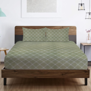 RD TREND® 360° Fitted Bedsheets Double Size 78x60x8 Inch, Elastic Bedsheets for Queen Size Bed with 2 Pillow Covers-18x28 Inch (Green)