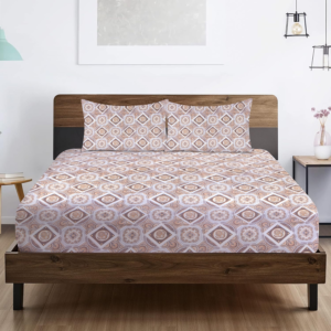 RD TREND® 360° Fitted Bedsheets Double Size 78x60x8 Inch, Elastic Bedsheets for Queen Size Bed with 2 Pillow Covers-18x28 Inch (Check-Brown)